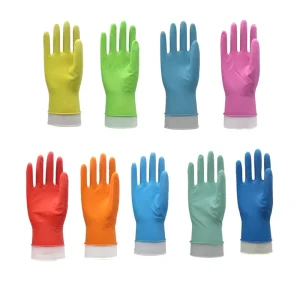 Washing and Cleaning Rubber Kitchen Household Gloves