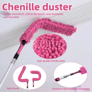 Water Fed Brush Cleaning Aluminum Telescopic Pole With 3 Pcs Microfiber Detailing Heads Window Car Siding Washing Tool