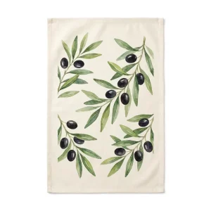 Watercolor Olive Orchard Tea Towel 100% Cotton Mediterranean Landscape Print Rustic Kitchen Dish Towel 40x60cm