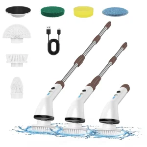Waterproof Electric Spin Scrubber with Adjustable Extension Handle for Car, Hotel, Bathroom, Shower Cleaning