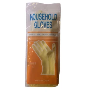 Waterproof Reusable Latex Sprayed Flock Lining Dish Washing Household Gloves for Kitchen Cleaning Yellow Work