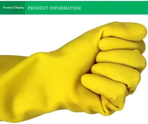 Waterproof Reusable Natural Rubber Latex Kitchen Cleaning Gloves Anti-Slip Dishwashing Safety Gloves for Household Work