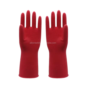 Waterproof Thick Latex Household Gloves with Long Cuff Dipped Unlined Design Kitchen Washable Dish Gloves for Winter Summer Use