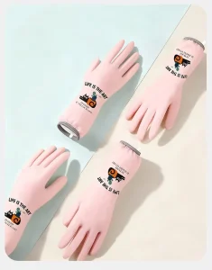 Waterproof Thick Velvet PVC Household Cleaning Gloves Durable and for Washing