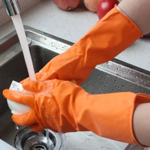 Waterproof Yellow Dishwashing Rubber Cleaning Kitchen Latex Household Gloves