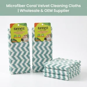 Wavy Stripe Coral Fleece Kitchen Cleaning Cloth Polyester Nylon Dish Towel 30x30cm 3Pcs Per Pack