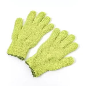 Wear 2 Pairs Reusable Microfiber Dusting Gloves for Household Cleaning Plant Care Polishing