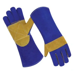Welding Gloves Cowhide Shell Wing Back Thumb Cotton Liner for TIG Welding BBQ Grill Wood Stove Oven Animal Handling Pet Care