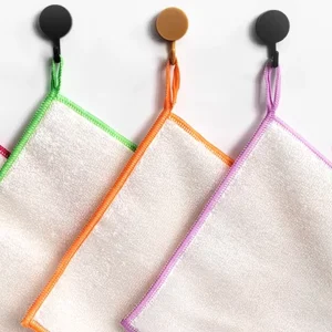 White Bamboo Towel Rags Cleaning Cloth Double Layer Colorful Edges Dish Cloth Wash Label Strong Absorption for Kitchen