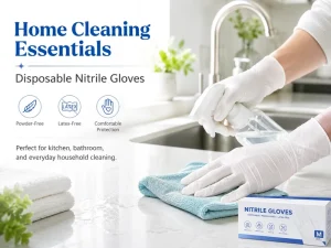 White Disposable Nitrile Gloves for Farming & Cleaning Customizable Food Grade Powder Free Latex Free Factory Supply
