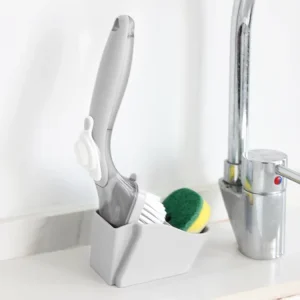 White Gray Plastic Kitchen Cleaning Brushes Dish Scrubber with Plastic Handle 218x30mm for Sponge Washing
