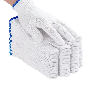 White Knitted 100% Cotton 10 Gauge 34g Anti-Slip Construction Work Safety Hand Gloves