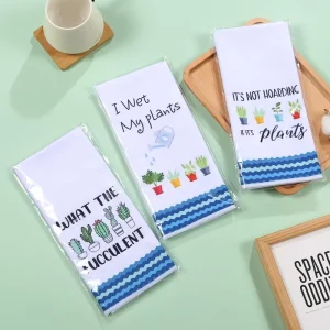 White Waffle Kitchen Tea Towels Polyester Blend Hand Towels Digital Printed Kitchen Tea Towels