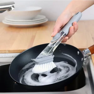 Window and Dish Cleaning Brush with Refillable Liquid and Replaceable Brush Head PP Material Eco Friendly