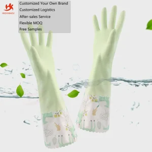 Winter Kitchen Thickened Cleaning Housework Gloves Plus Velvet Extended PVC Waterproof Gloves