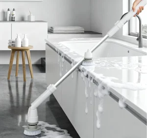 Wireless Adjustable Angle Electric Brush with Extension Pole for Home Use