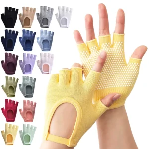 Women’s Fingerless Backless Warm Cotton Non Slip Five Finger Yoga Gloves Household Gloves