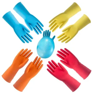 Women’s Household Kitchen Waterproof Latex Thickened Wear-resistant Washing Gloves for Clothes Washing and Cleaning