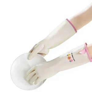 Women’s Kitchen Washing Gloves Durable Waterproof Thickened for Housework Cleaning with Strawberry Printing