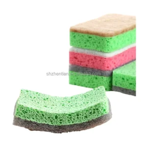 Wood Pulp and Natural Sisal Hemp Double Sided Cleaning Sponges Non Scratch Wood Pulp Sponges