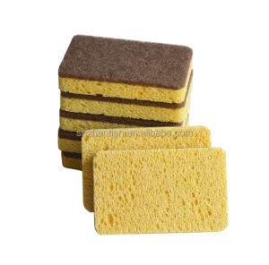 Wood Pulp and Natural Sisal Hemp Double Sided Cleaning Sponges Non Scratch Wood Pulp Sponges