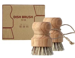 Wooden Pot Kitchen Dish Washing Brush for Kitchen Set Bamboo Eco friendly 2 Pcs Wooden Handle Cleaning Brushes Vegetable Brush