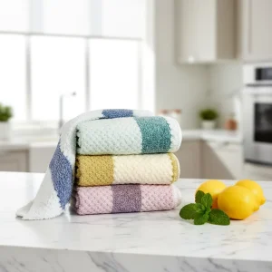 Woven Cotton Kitchen Dish Towels Eco-Friendly Quick Dry Super Absorbent Oil Removing Lint Free Reusable Custom Logo