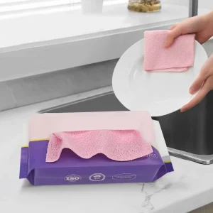 Woven Kitchen Cleaning Towel Quick Dry Eco Friendly Disposable Super Non Stick Oil Absorbent Dishcloth Rags