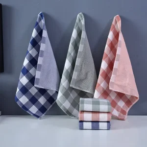 Woven Yarn Dyed 100% Cotton Buffalo Check Square Towel 34x34cm 32S Soft for Child Kitchen Home Daily Use Quick Dry