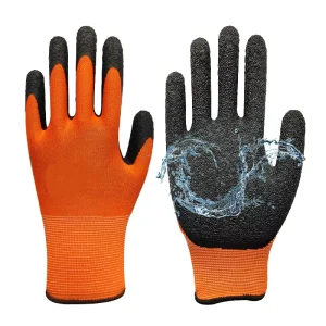 YOUGAIN 13 Gauge 8 oz Polyester Latex Anti Slip Knit Wrist Work Gloves Wrinkled Coated Dipped Gardening Household Safety