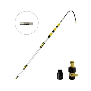 Yellow Aluminum Gutter Cleaning Tools 4.5M Reusable Design Adjustable Water Flow Modes On Off Water Switch
