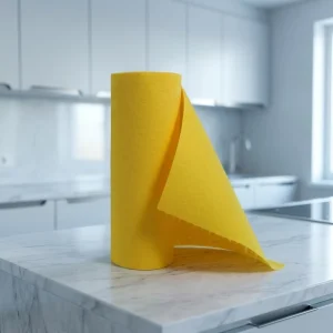 Yellow Eco Friendly Kitchen Towel Absorbent Nonwoven Fabric Cleaning Cloth 140gsm Plain Style Home Appliance Accessory