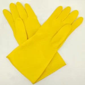 Yellow Extended Heat Resistant Natural Rubber Latex Safety Gloves for Household Cleaning