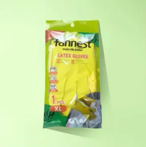 Yellow Latex Dishwashing Gloves 1 Pair Pack 30g Pc Size M L XL Waterproof Household Cleaning Gloves