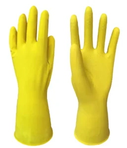 Yellow Rubber Household Cleaning Kitchen Color Logo Size Customized 100% Latex Gloves