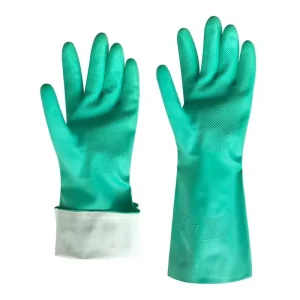 logo Custom Green 15 Mil Industry Household Cleaning Food Chemical Resistant Work Hand Protection Nitrile Gloves Glove
