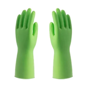 waterproof food grade green latex flocklined Household kitchen Gloves